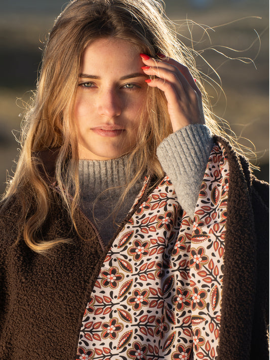 Cape chaude molletonnée MARRON